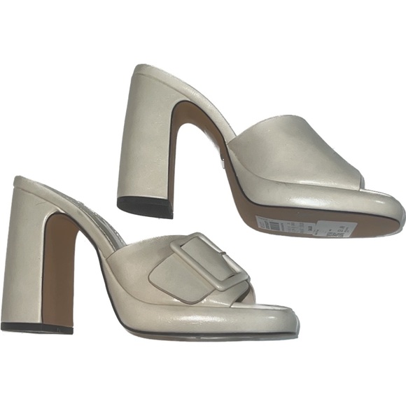 Topshop Reflect Ecru Buckle Sandal Mules in Cream, size 7.5 - Picture 5 of 11